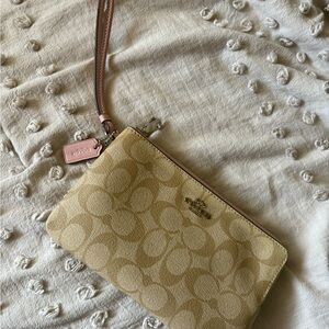Coach Tan and light pink Wristlet